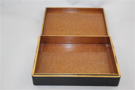 A Japanese lacquer and shibayama type rectangular box, Meiji period, 25.5cm.